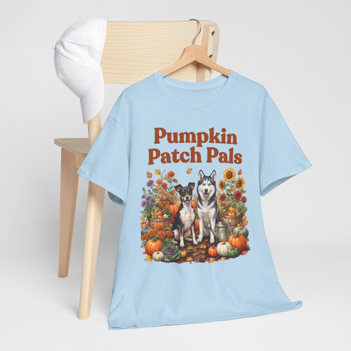 Pumpkin Patch Pals Tee — Fall Husky & Pumpkin Graphic T-Shirt