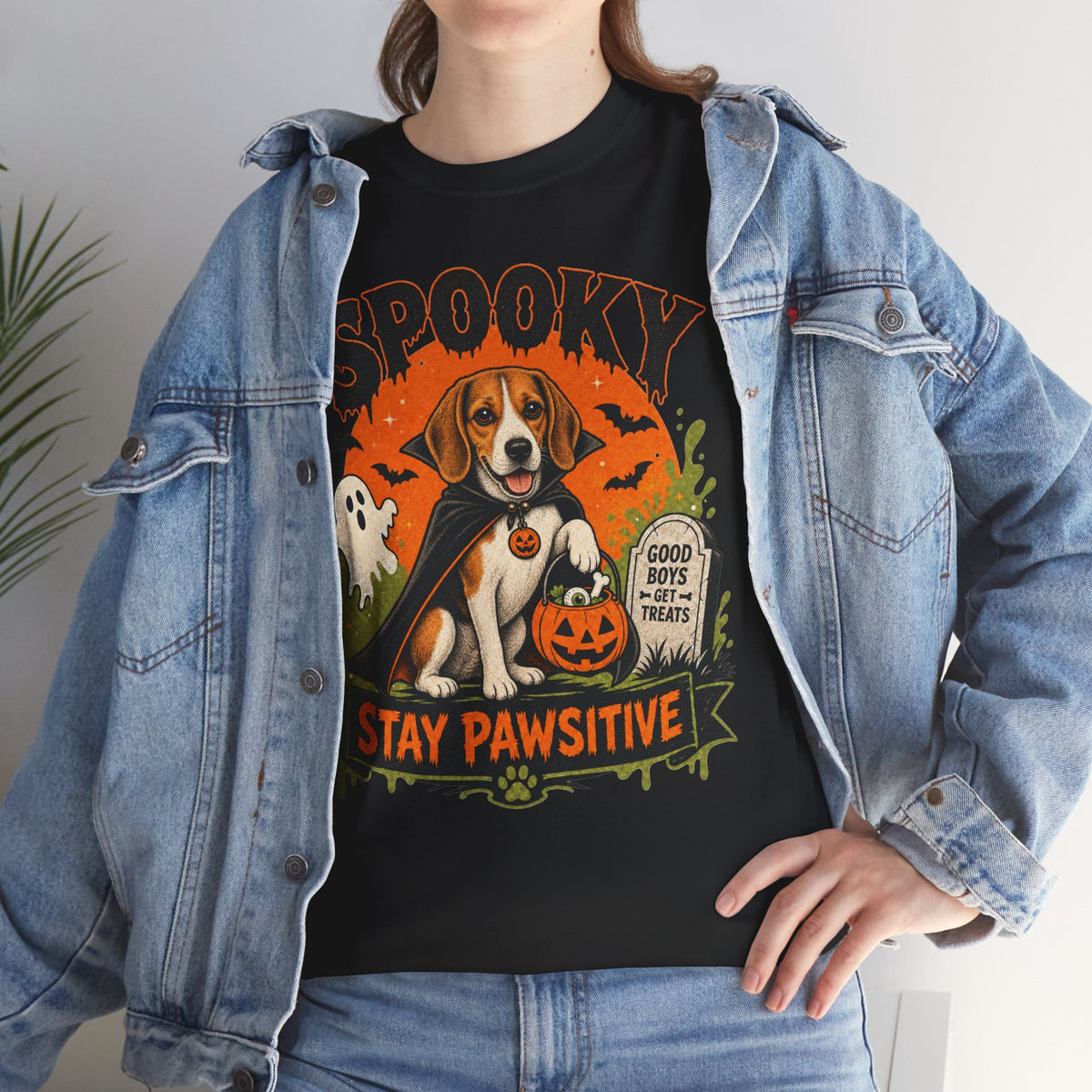 Spooky Stay Pawsitive Unisex T-Shirt