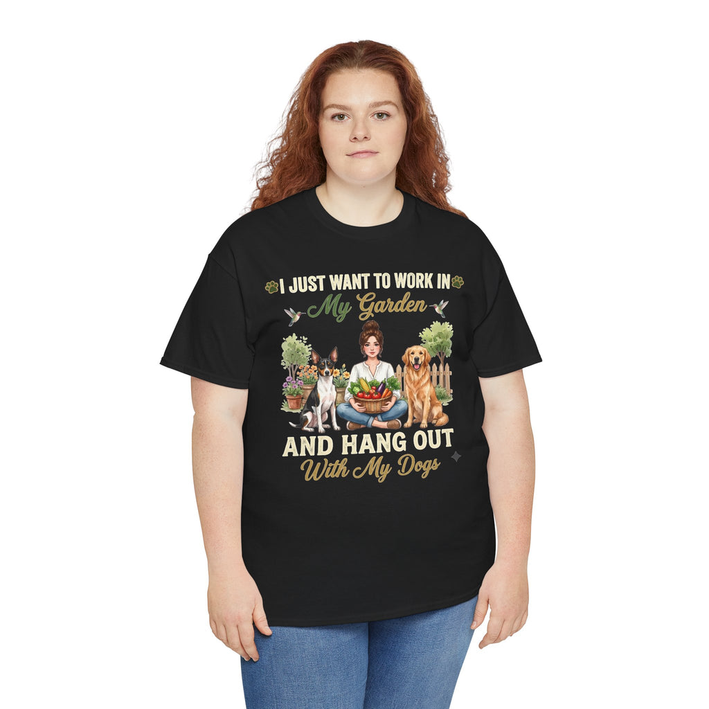 I Just Want To Work In My Garden And Hang Out With My Dogs Unisex T-Shirt — golden retriever and terrier (v2)