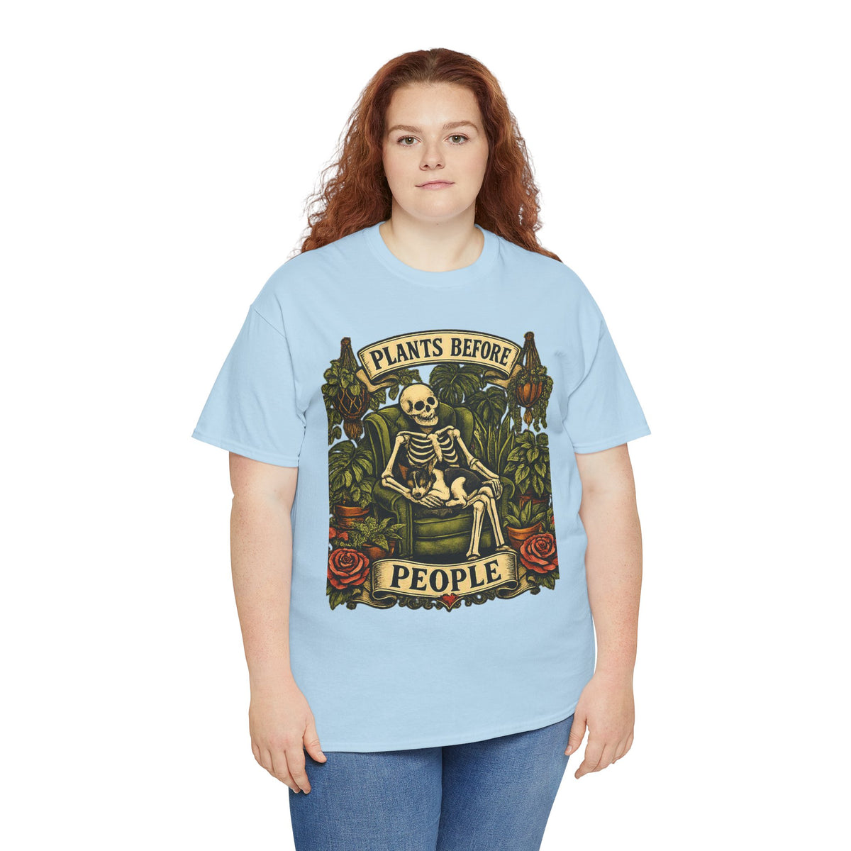 Plants Before People T‑Shirt — Vintage Skeleton Gardening Tee for Plant Lovers