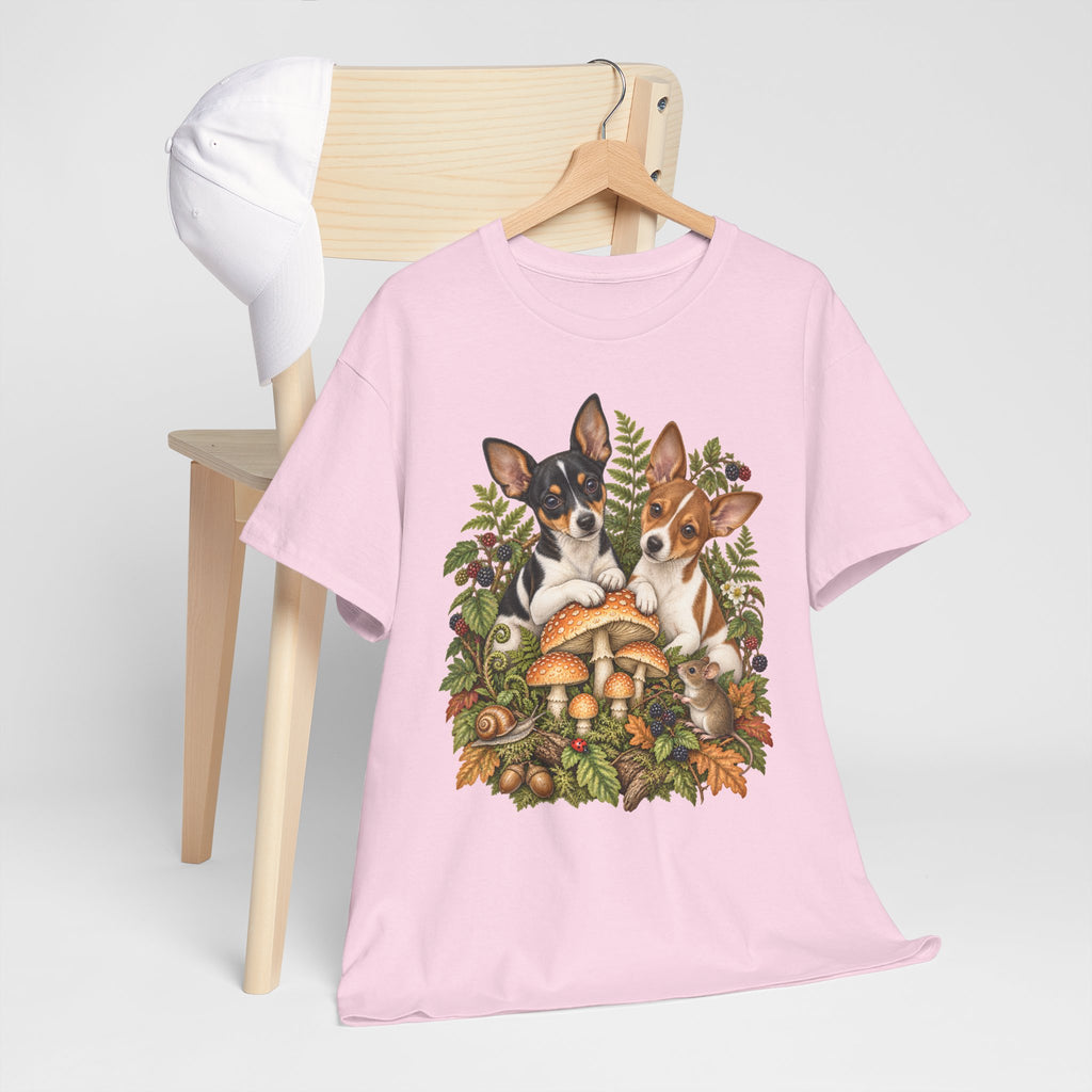 Rat Terrier Puppies Autumn Mushroom T-Shirt