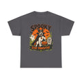 Spooky Stay Pawsitive Unisex T-Shirt — a vampire-caped Jack Russell Terrier