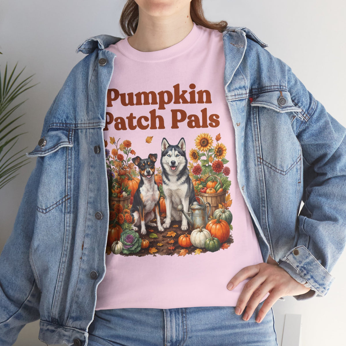 Pumpkin Patch Pals Tee — Fall Husky & Pumpkin Graphic T-Shirt