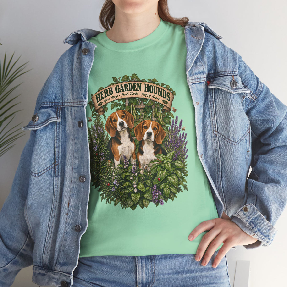Herb Garden Hounds T-Shirt — Beagle Floral Gardening Tee