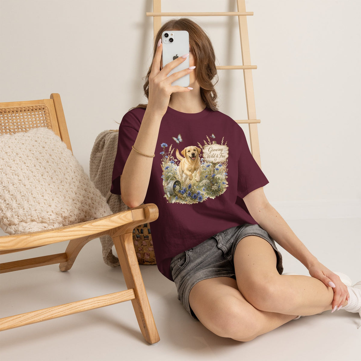 Golden Retriever Floral Tee — "Growing Wild & Free" Dog Lover Shirt