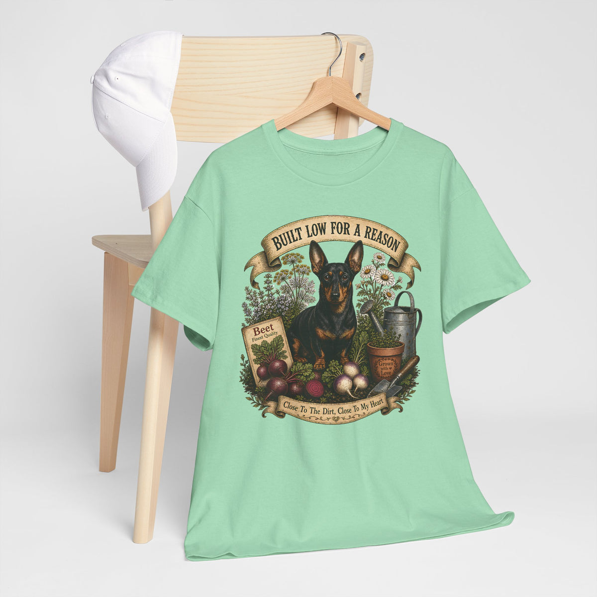 Built Low For A Reason Dachshund T-Shirt - Gardening & Dog Lover Tee