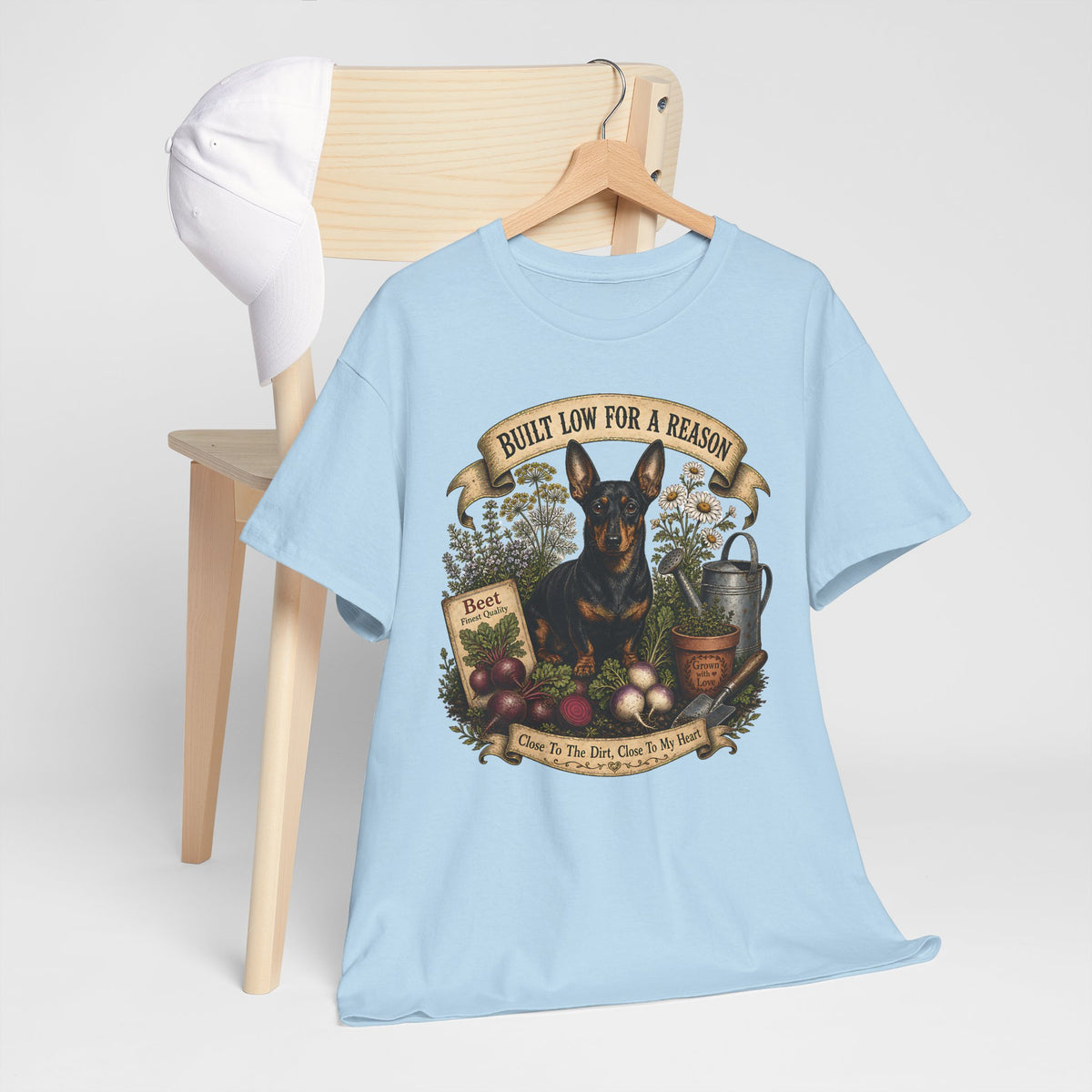 Built Low For A Reason Dachshund T-Shirt - Gardening & Dog Lover Tee