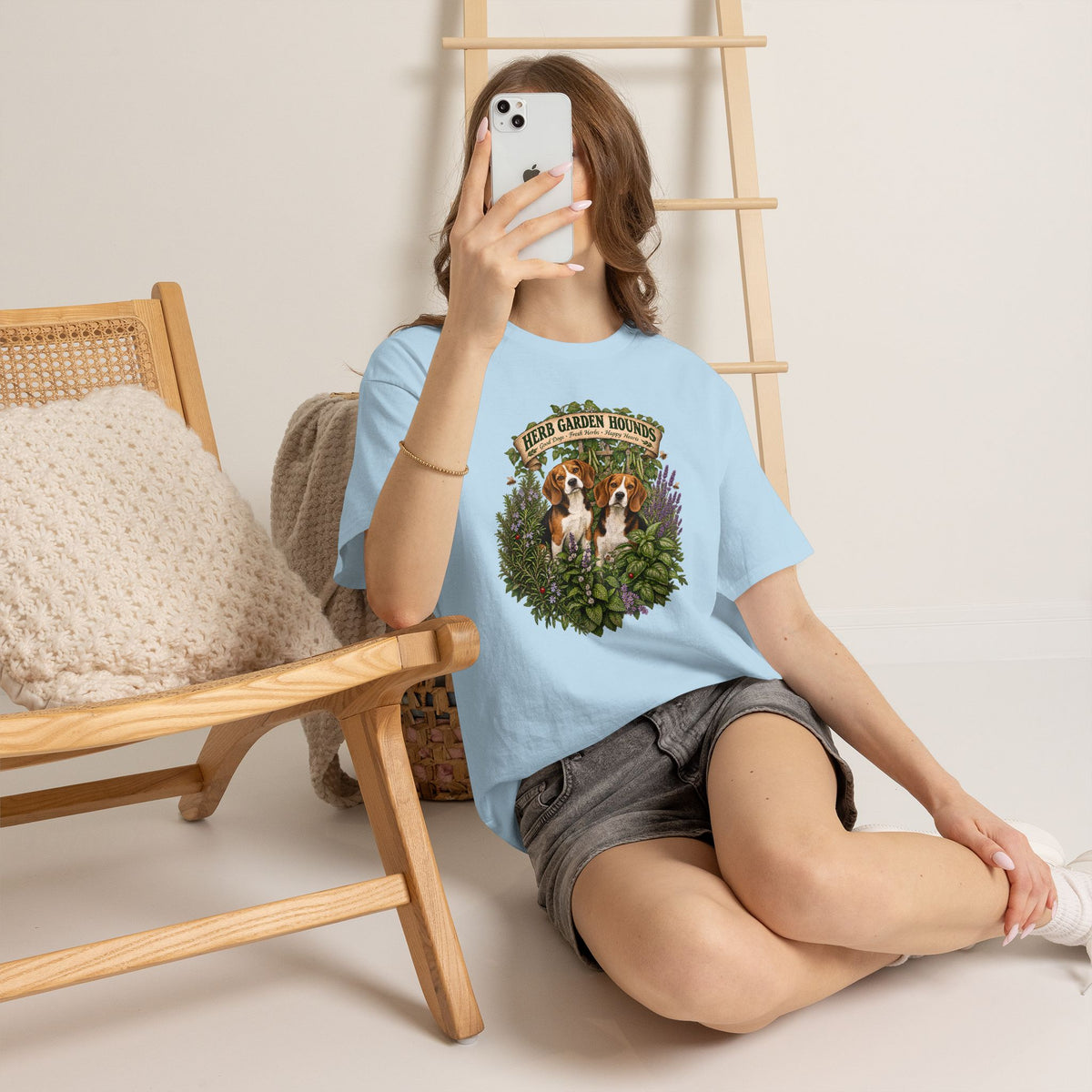 Herb Garden Hounds T-Shirt — Beagle Floral Gardening Tee