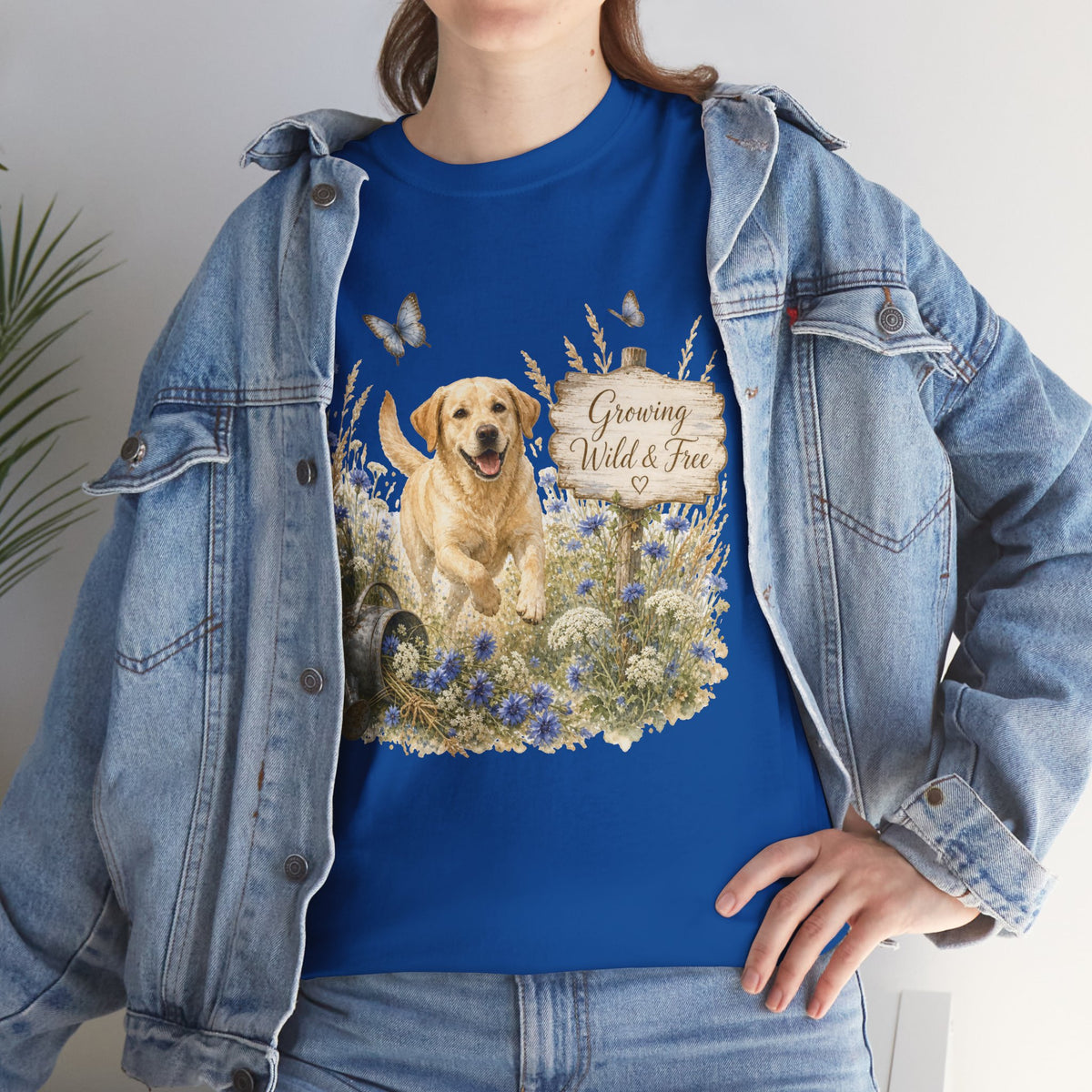 Golden Retriever Floral Tee — "Growing Wild & Free" Dog Lover Shirt