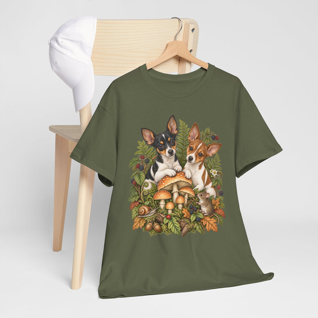 Rat Terrier Puppies Autumn Mushroom T-Shirt