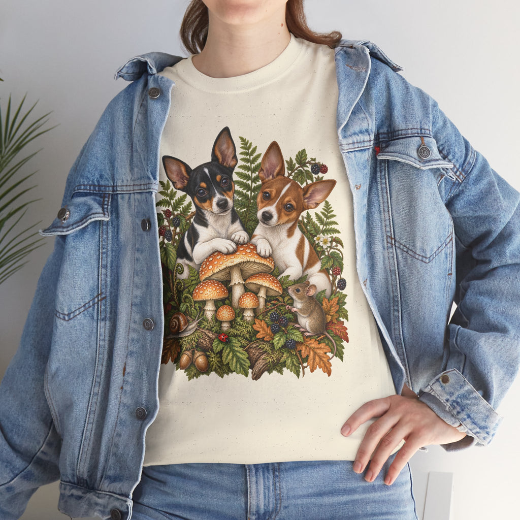 Rat Terrier Puppies Autumn Mushroom T-Shirt
