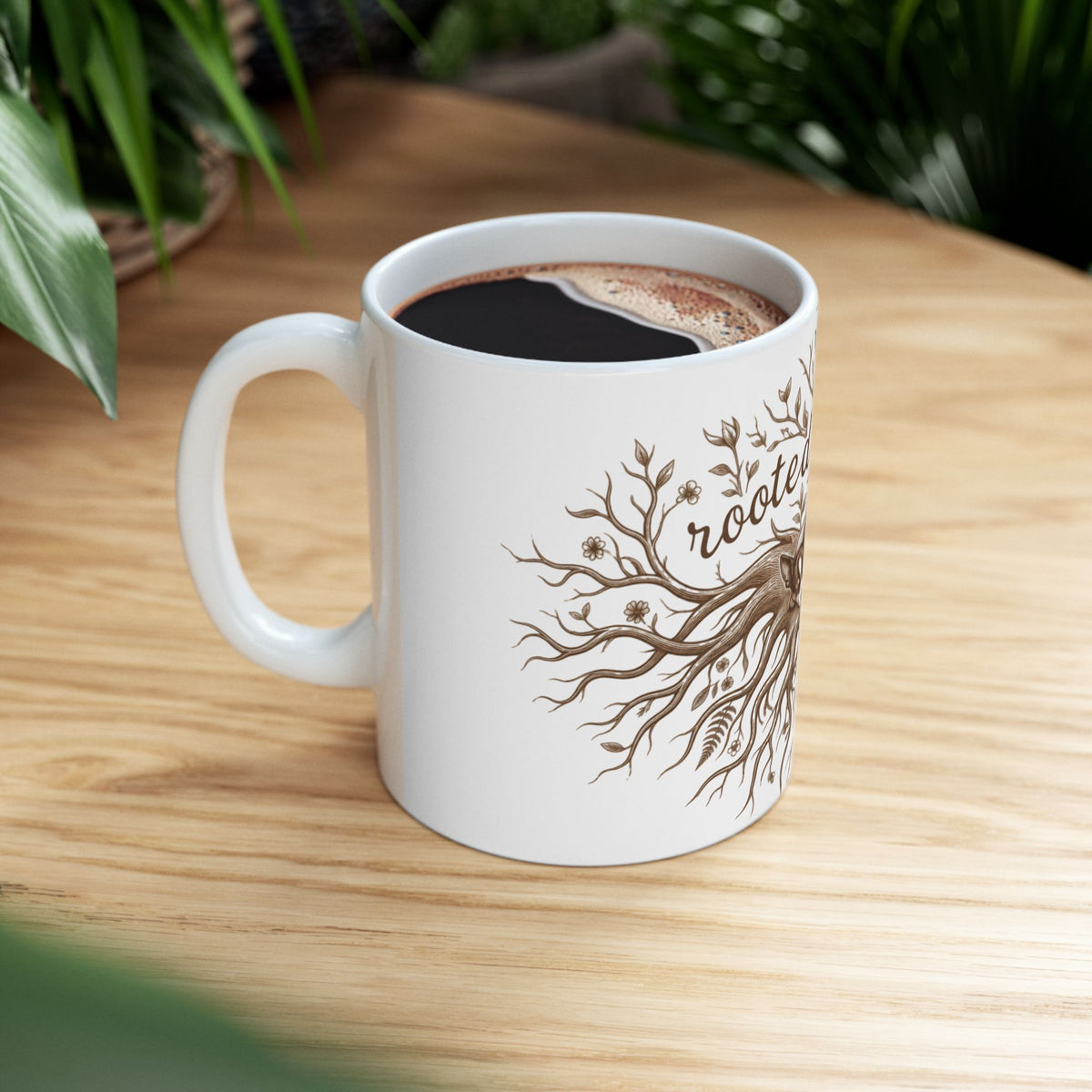 Rooted & Wild Ceramic Mug –Rat Terrier Nesting in Tree Roots, Nature Lover Coffee Cup (11oz)