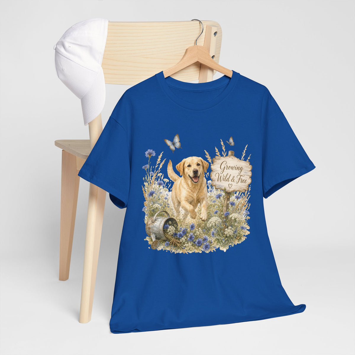 Golden Retriever Floral Tee — "Growing Wild & Free" Dog Lover Shirt
