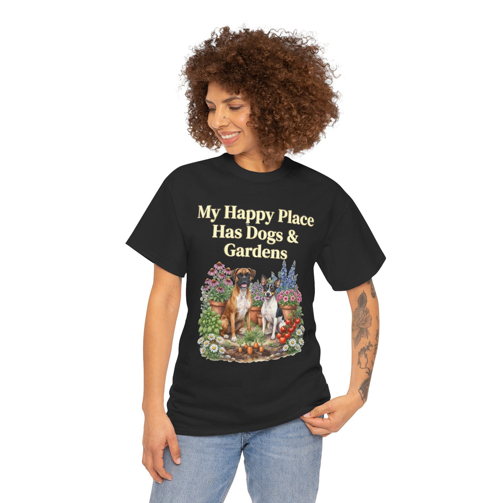My Happy Place Has Dogs & Gardens Unisex T-Shirt