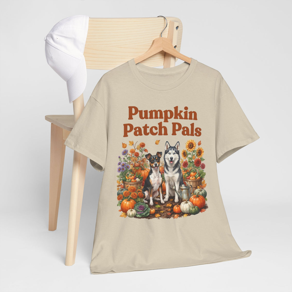 Pumpkin Patch Pals Tee — Fall Husky & Pumpkin Graphic T-Shirt