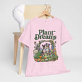 Plant Dreams T-Shirt — Vintage Garden Dog Illustration Tee for Plant Lovers