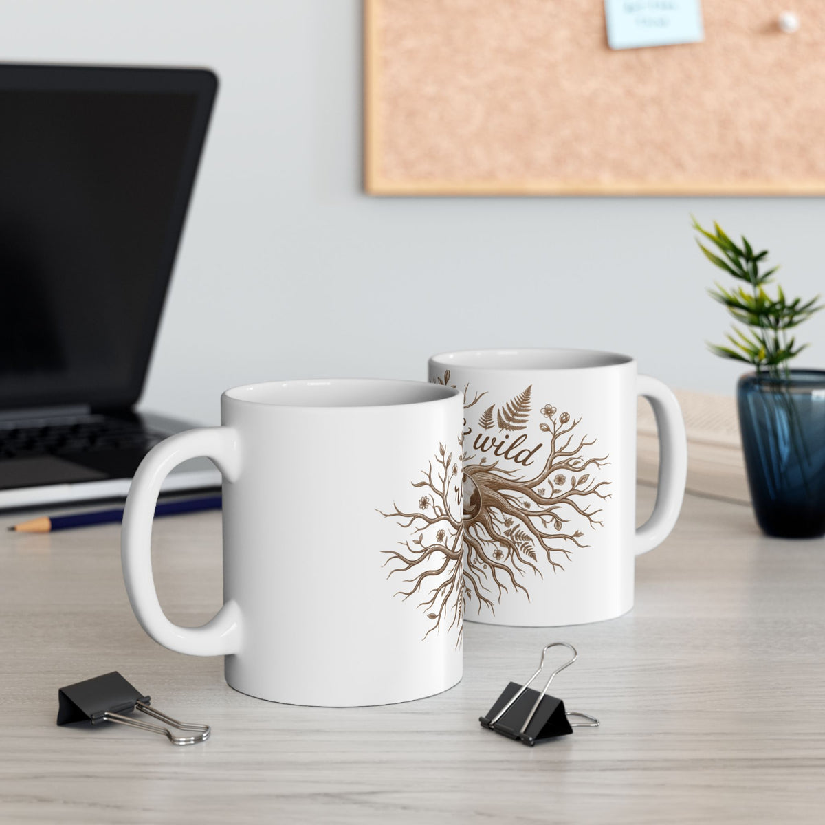 Rooted & Wild Ceramic Mug –Rat Terrier Nesting in Tree Roots, Nature Lover Coffee Cup (11oz)