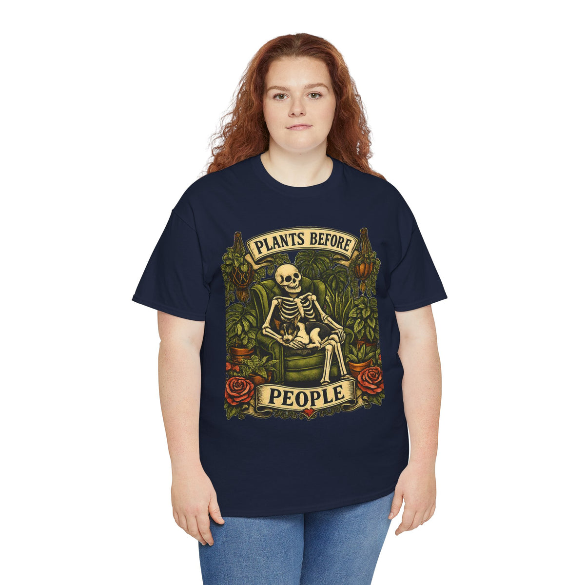 Plants Before People T‑Shirt — Vintage Skeleton Gardening Tee for Plant Lovers