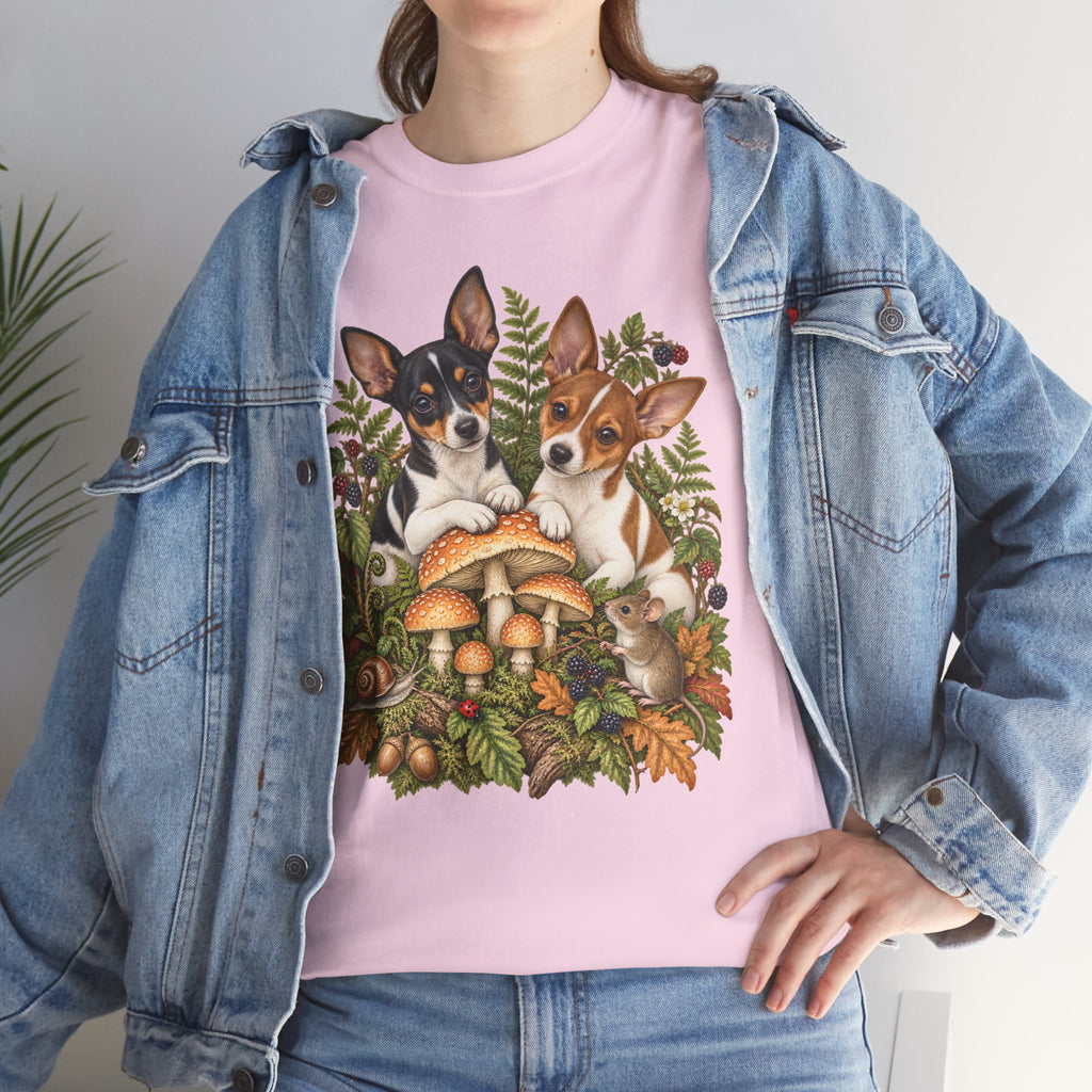 Rat Terrier Puppies Autumn Mushroom T-Shirt