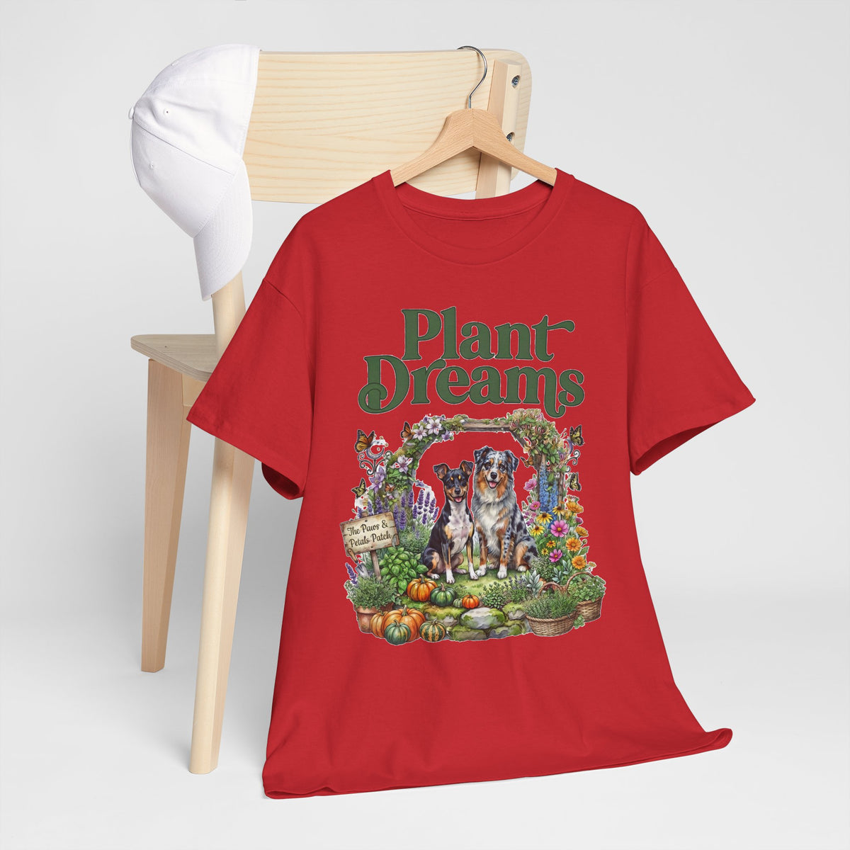 Plant Dreams T-Shirt — Vintage Garden Dog Illustration Tee for Plant Lovers