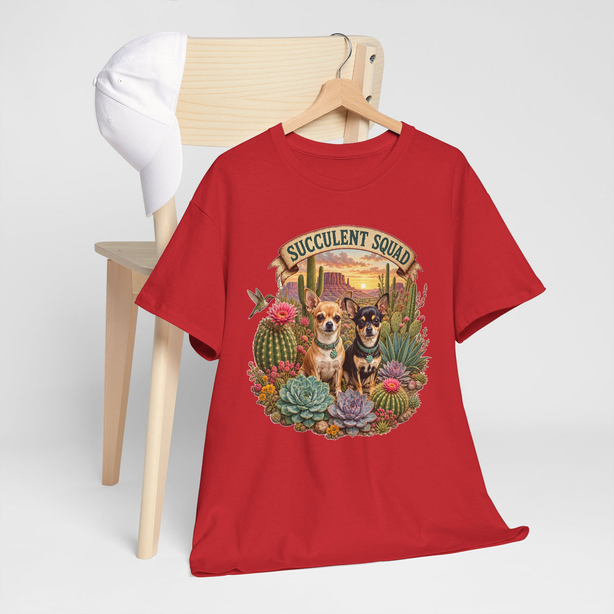Succulent Squad T-Shirt — Cute Chihuashuas & Desert Succulents Graphic Tee