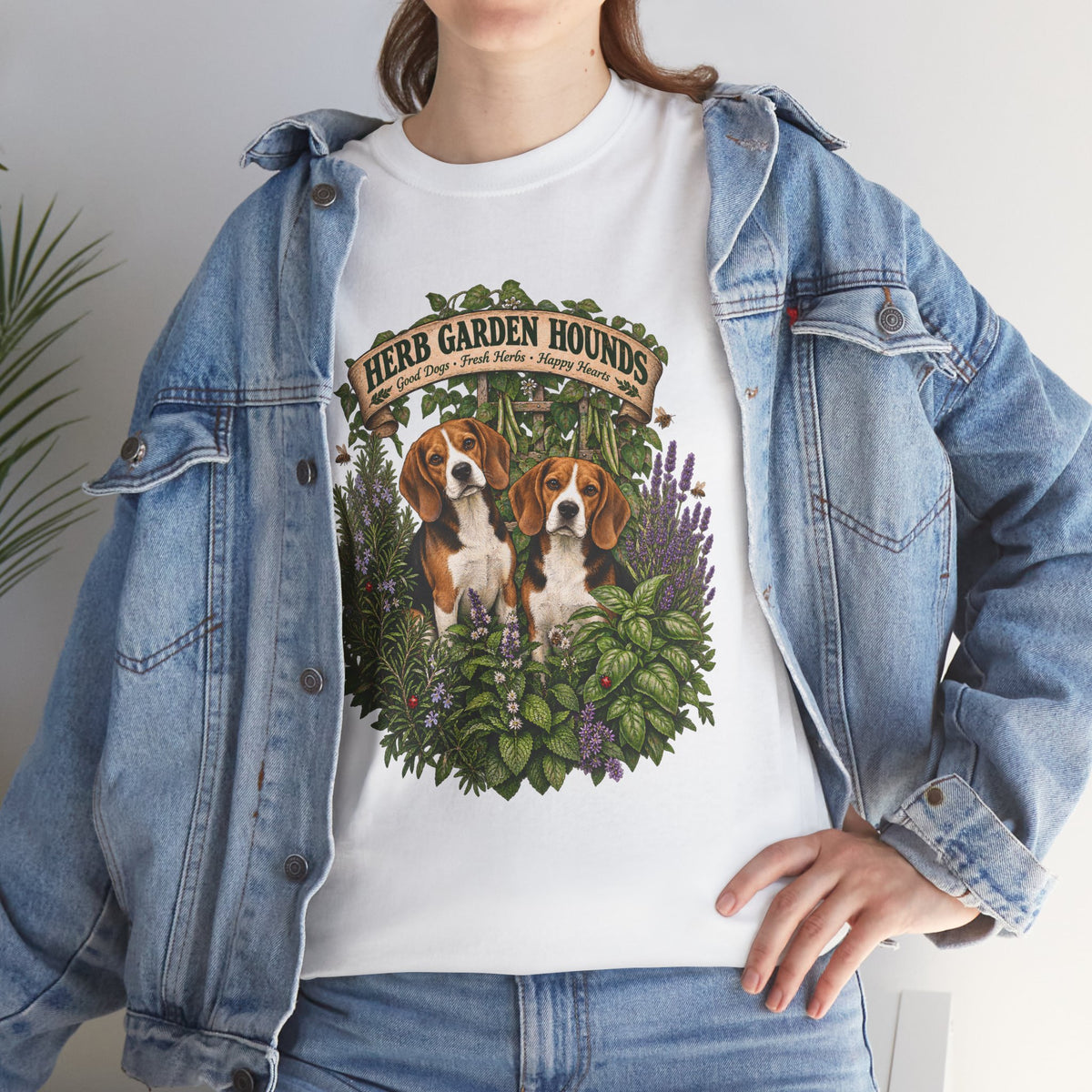 Herb Garden Hounds T-Shirt — Beagle Floral Gardening Tee