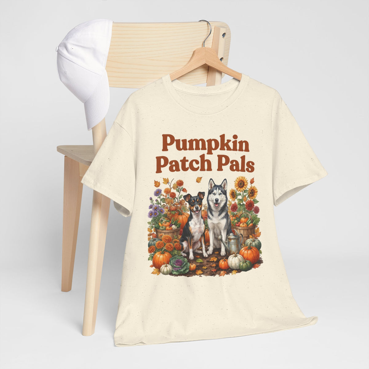 Pumpkin Patch Pals Tee — Fall Husky & Pumpkin Graphic T-Shirt