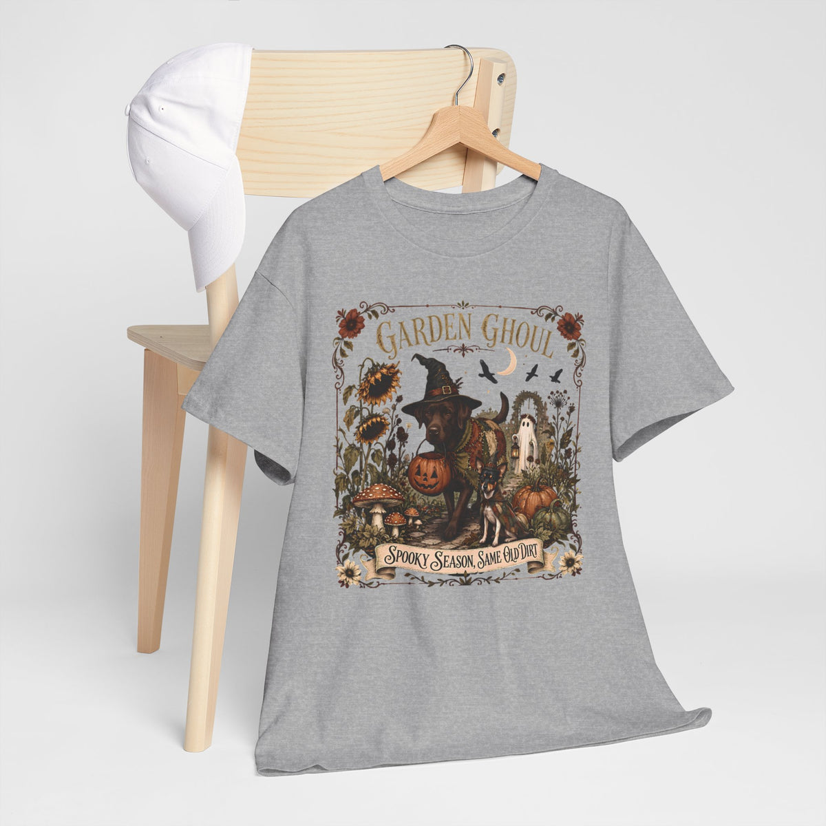 Garden Ghoul Spooky Season Same Old Dirt Unisex T-Shirt Chocolate Lab.