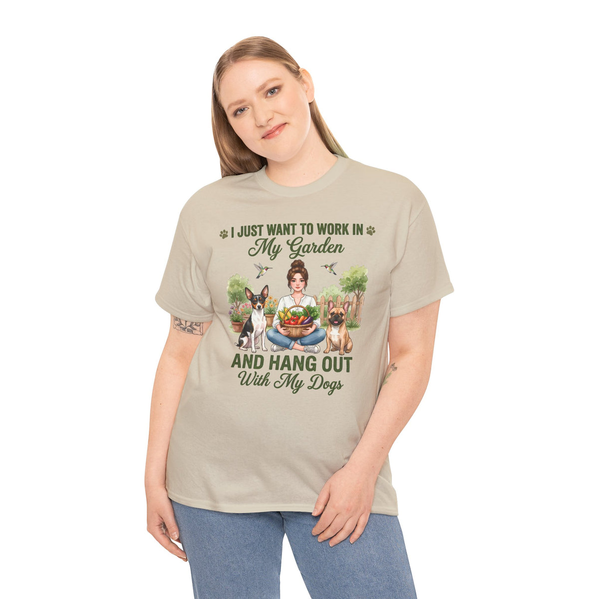 I Just Want To Work In My Garden And Hang Out With My Dogs Unisex T-Shirt — fresh garden harvest (v1)