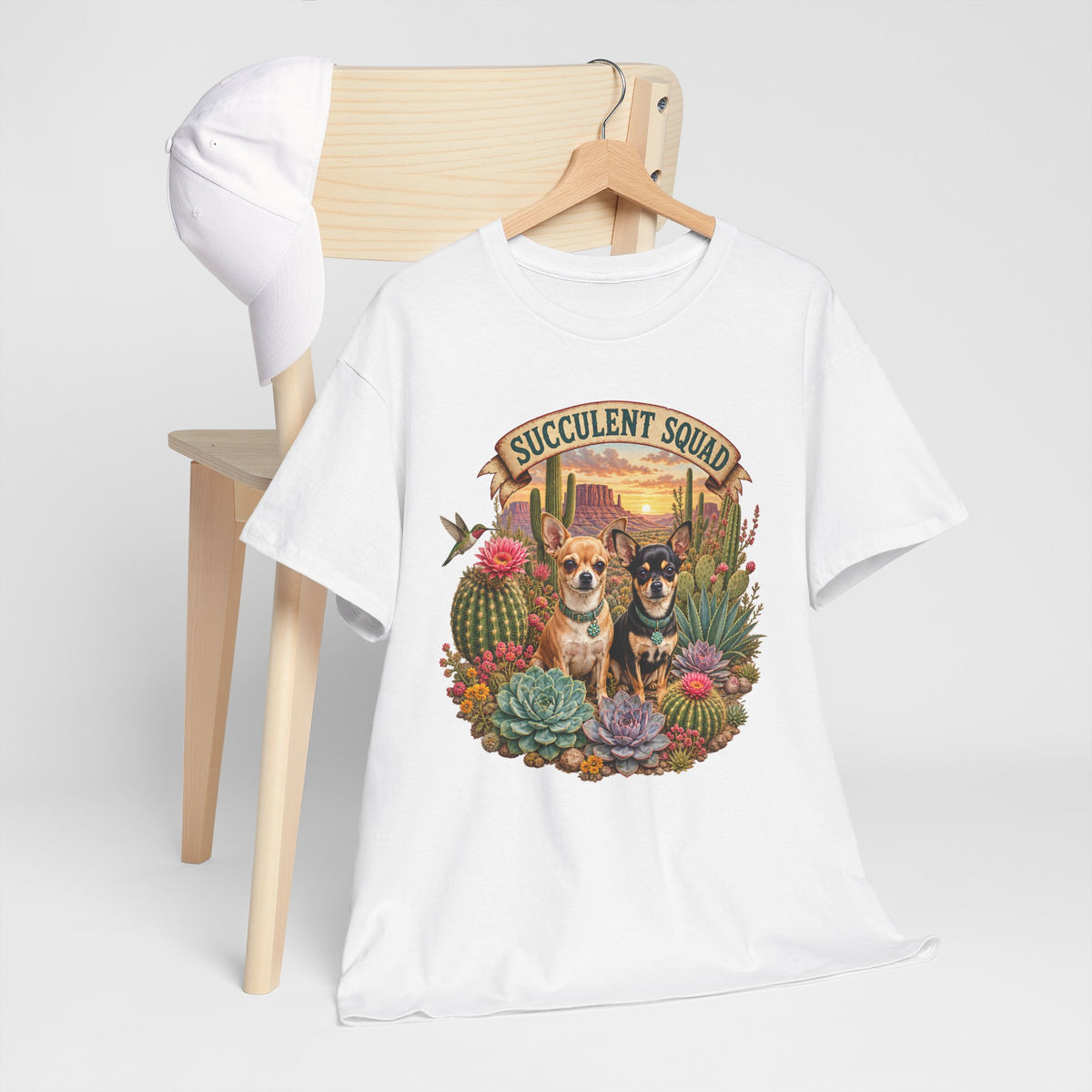 Succulent Squad T-Shirt — Cute Chihuashuas & Desert Succulents Graphic Tee