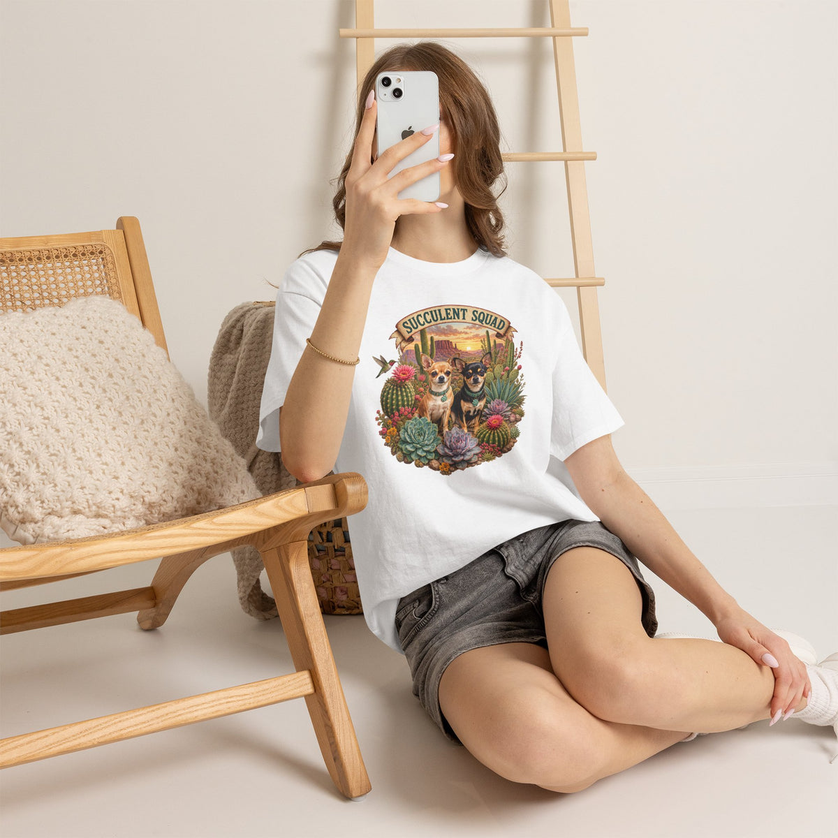 Succulent Squad T-Shirt — Cute Chihuashuas & Desert Succulents Graphic Tee