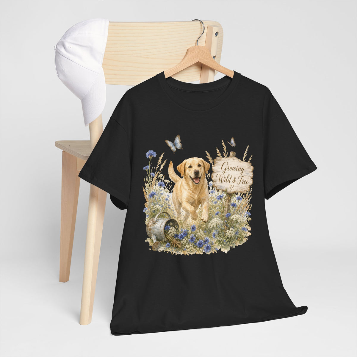 Golden Retriever Floral Tee — "Growing Wild & Free" Dog Lover Shirt