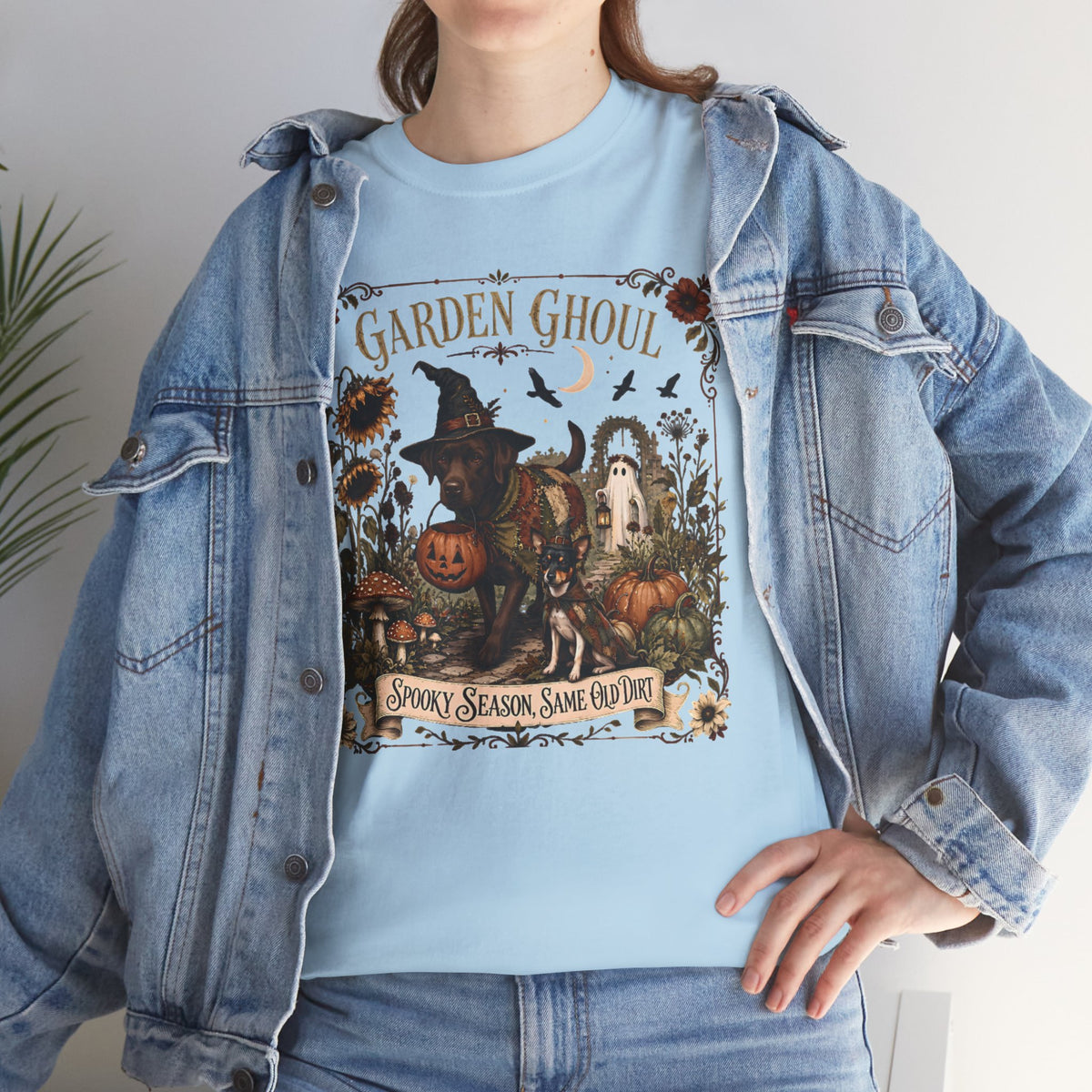 Garden Ghoul Spooky Season Same Old Dirt Unisex T-Shirt Chocolate Lab.