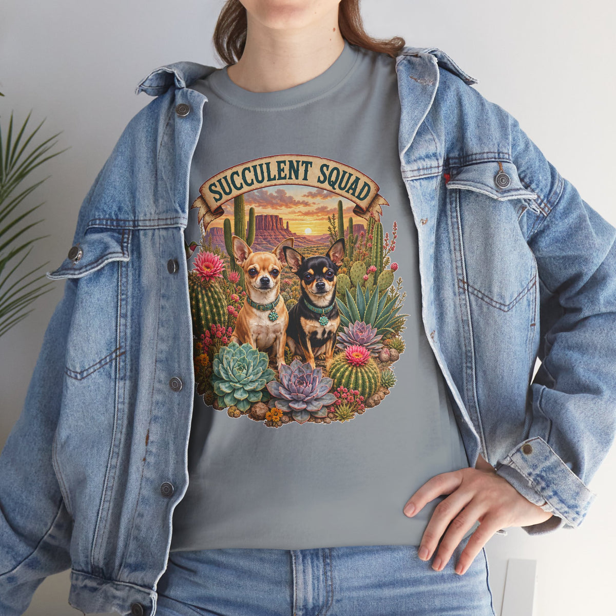 Succulent Squad T-Shirt — Cute Chihuashuas & Desert Succulents Graphic Tee