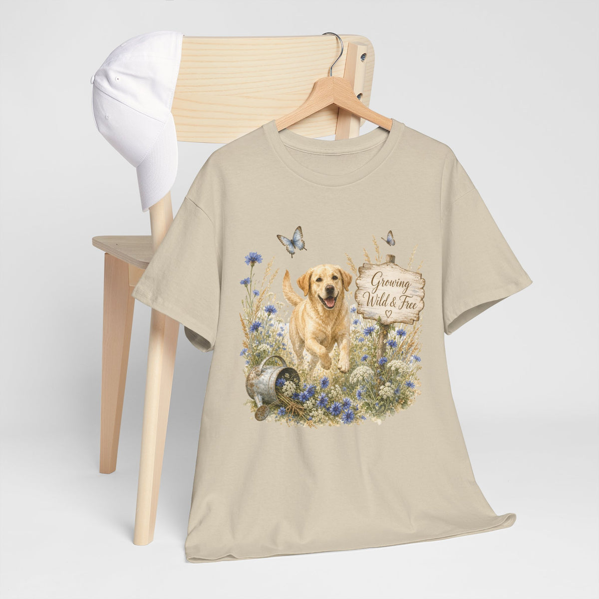 Golden Retriever Floral Tee — "Growing Wild & Free" Dog Lover Shirt