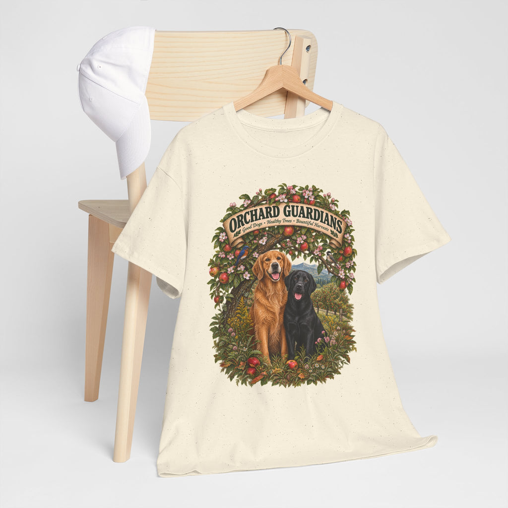 Orchard Guardians T-Shirt — Golden & Black Labrador Dog Tee