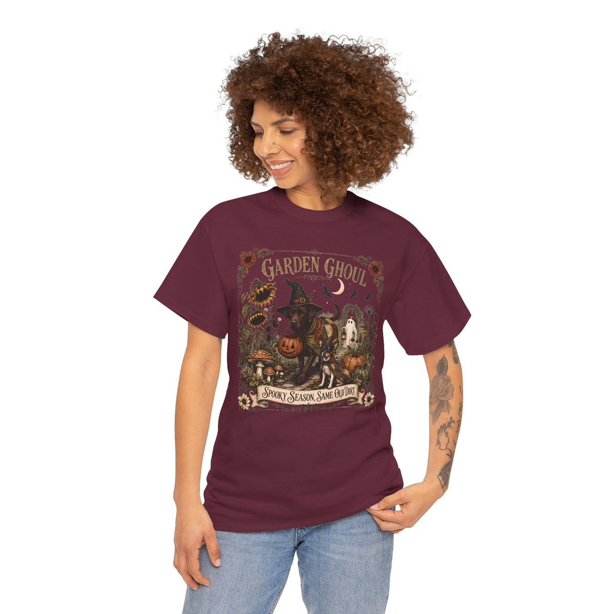 Garden Ghoul Spooky Season Same Old Dirt Unisex T-Shirt Chocolate Lab.