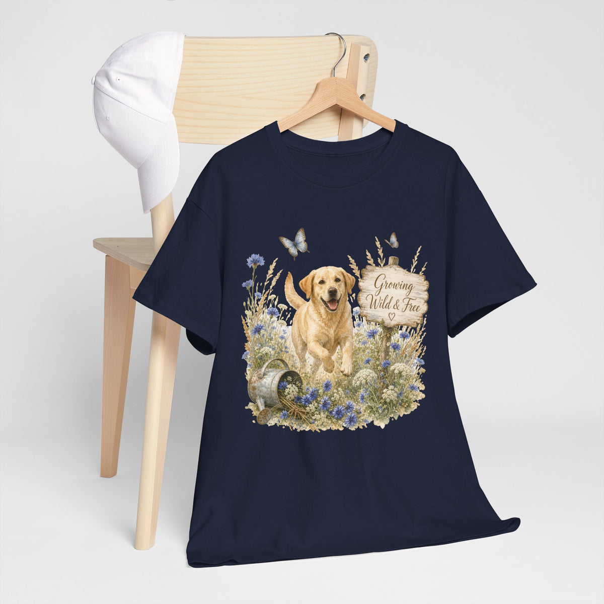 Golden Retriever Floral Tee — "Growing Wild & Free" Dog Lover Shirt