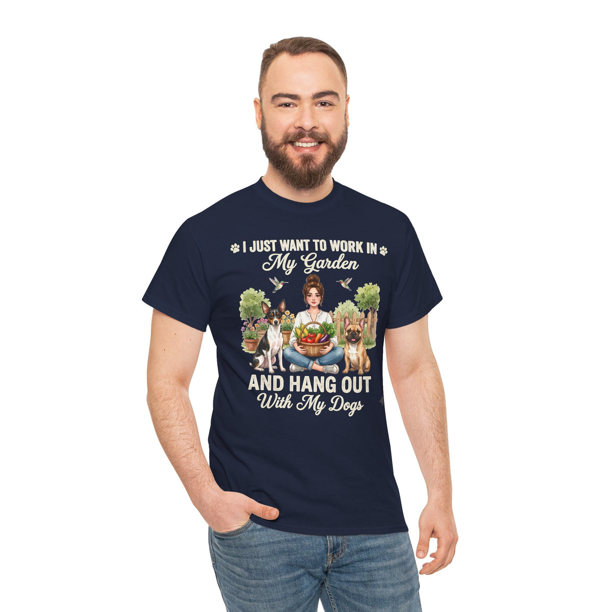 I Just Want To Work In My Garden And Hang Out With My Dogs Unisex T-Shirt — fresh garden harvest (v2)