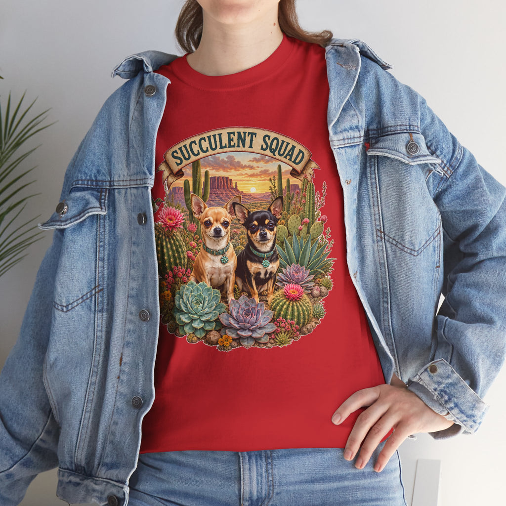 Succulent Squad T-Shirt — Cute Chihuashuas & Desert Succulents Graphic Tee