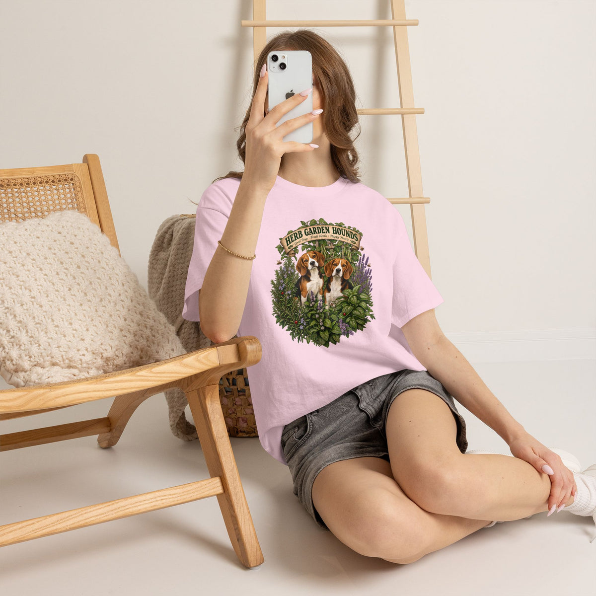 Herb Garden Hounds T-Shirt — Beagle Floral Gardening Tee