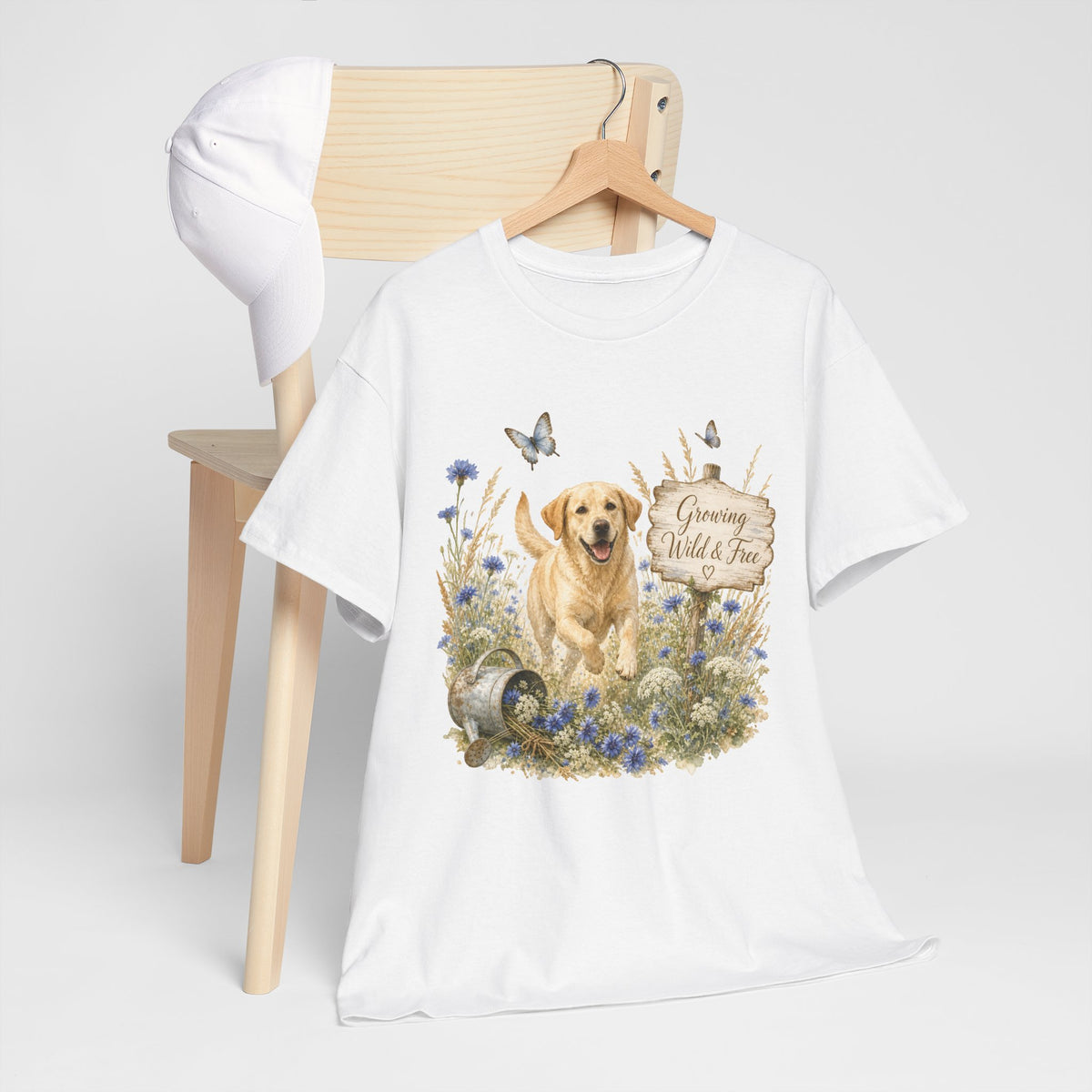 Golden Retriever Floral Tee — "Growing Wild & Free" Dog Lover Shirt