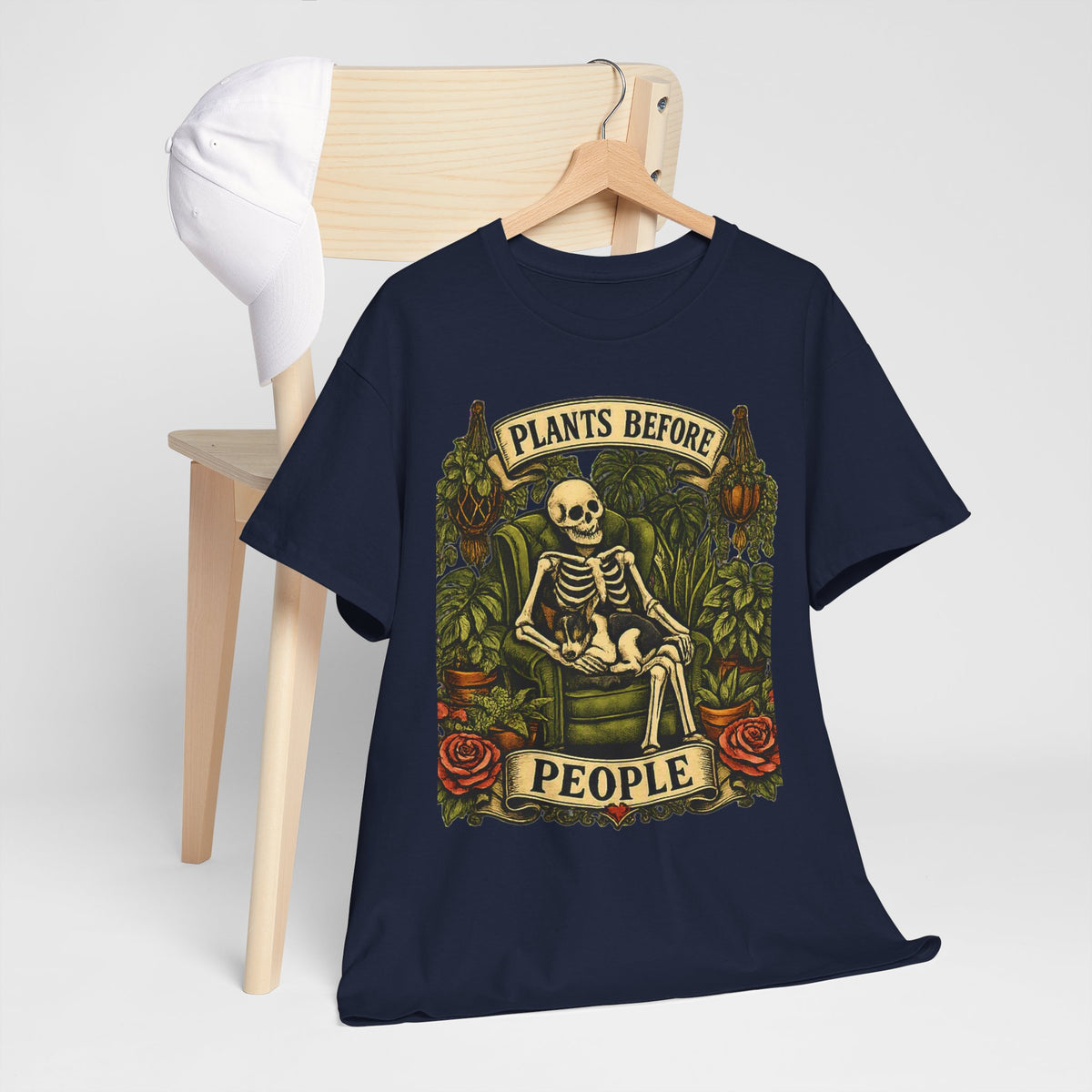 Plants Before People T‑Shirt — Vintage Skeleton Gardening Tee for Plant Lovers