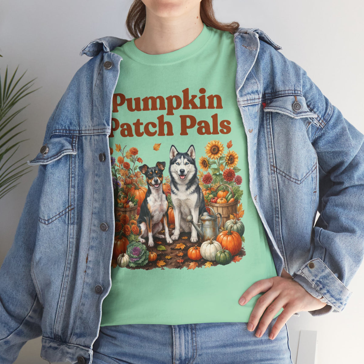 Pumpkin Patch Pals Tee — Fall Husky & Pumpkin Graphic T-Shirt