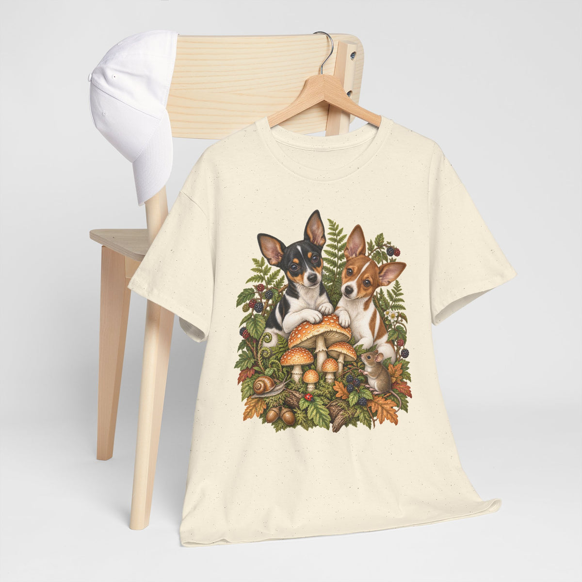 Rat Terrier Puppies Autumn Mushroom T-Shirt