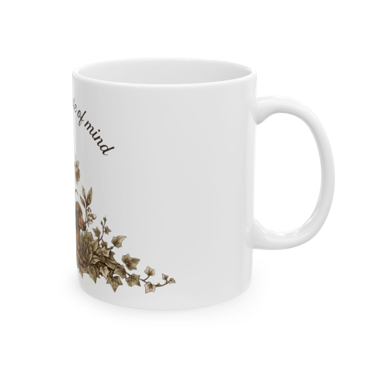 Garden State of Mind Ceramic Mug — Dachshund & Vintage Floral Coffee Cup (11oz/15oz)