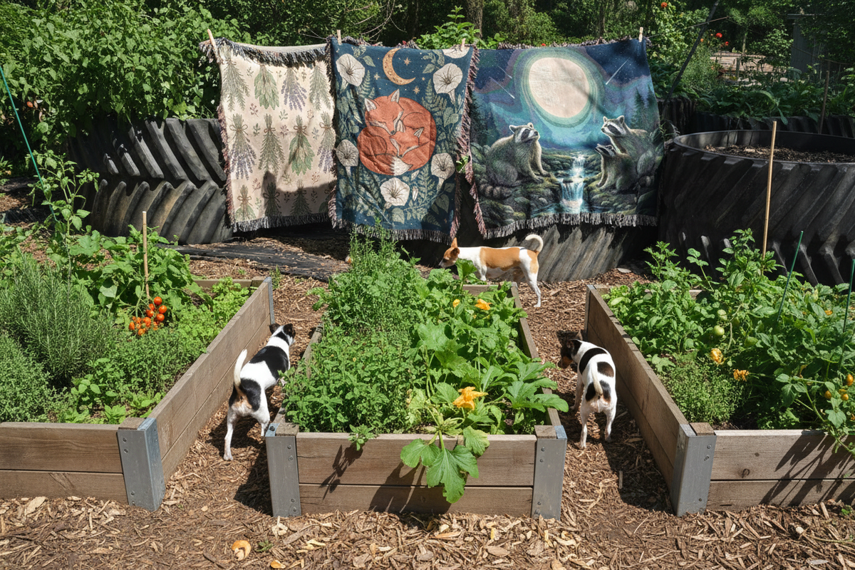 Rat Terriers in Raised Garden Beds